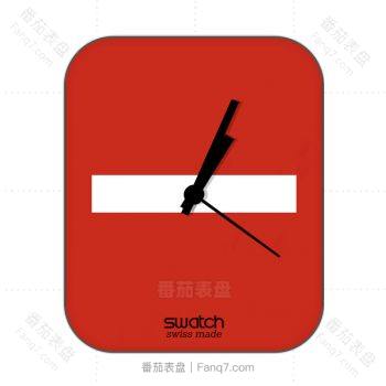 swatch斯沃琪红色底简约时钟表盘.clcok