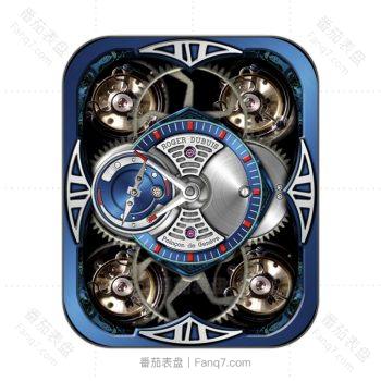 罗杰杜彼Roger Dubuis蓝色外圈重力飞陀机械表盘.clock