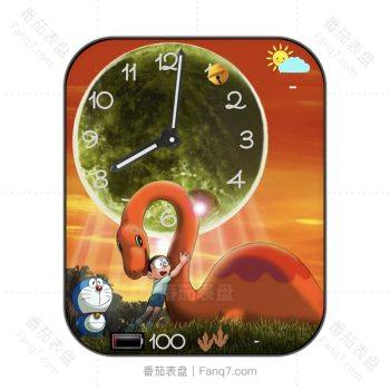 哆啦a梦和大雄拥抱恐龙卡通动漫表盘.clock