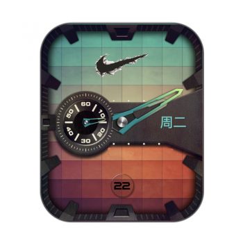 nike耐克复古橙色渐变青色方格表盘.clock
