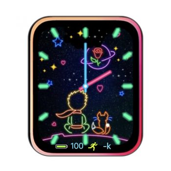 荧光色小王子玫瑰与狐狸表盘.clock