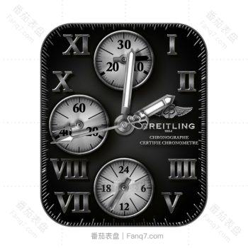 百年灵BREITLING黑色三盘表盘.clock