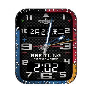 百年灵BREITLING黑色底编织纹红橙蓝边表盘.clock