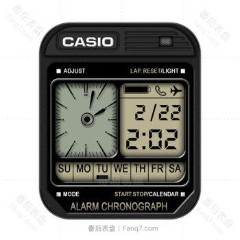 卡西欧casio黑色底部复古飞机表盘.clock