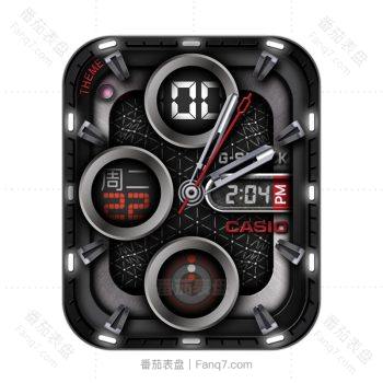 卡西欧CASIOG内链条块浮动个性炫酷黑红表盘.clock