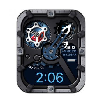 卡西欧黑色内饰蓝色时钟机械表盘.clock