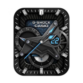 卡西欧黑色内饰蓝色三盘机械表盘.clock