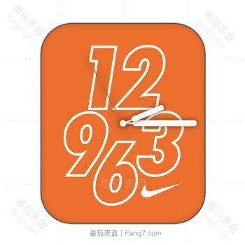nike耐克橙色底白色描边数字简约表盘.clock