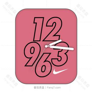 nike耐克粉色底黑色描边数字简约表盘.clock