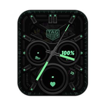 TAG Heuer泰格豪雅黑底绿色刻度三盘表盘.clock