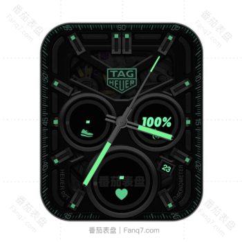 TAG Heuer泰格豪雅黑底绿色刻度三盘表盘.clock