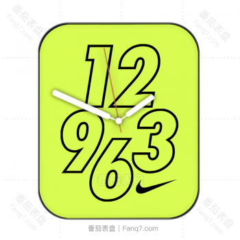 nike耐克绿色底黑色描边数字简约表盘.clock