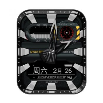 CASIO卡西欧银灰靶向电子银标表盘.clock