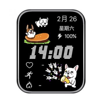 豆卡频道 狗狗动态黑底卡通表盘.clock