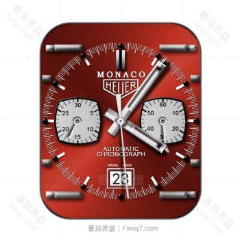 MONACO HEUER 泰格豪雅摩纳哥红色双盘表盘.clock