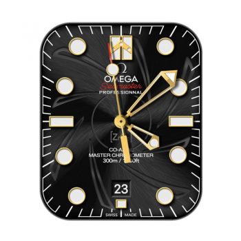 OMEGA 欧米茄旋风纹黄金刻度黑底表盘.clock