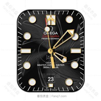 OMEGA 欧米茄旋风纹黄金刻度黑底表盘.clock
