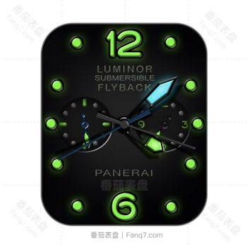 沛纳海PANERAI炫酷黑底绿色刻度表盘.clock