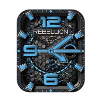 Rebellion 瑞柏麟黑色底蜂窝蓝色刻度表盘.clock