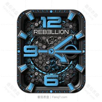 Rebellion 瑞柏麟黑色底蜂窝蓝色刻度表盘.clock