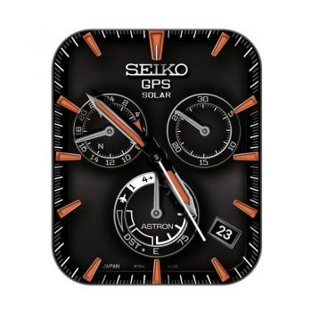 SEIKO精工黑色底橙色刻度三盘经典表盘.clock