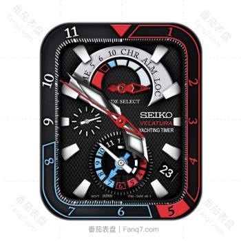 SEIKO精工黑色底小蜂窝红蓝圈经典表盘.clock