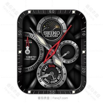 SEIKO精工黑色底三盘日月表盘.clock