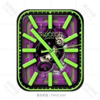 swatch斯沃琪绿色边刻度紫色机械表盘.clcok