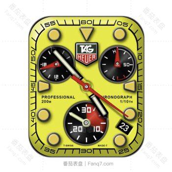 TAG Heuer泰格豪雅黄色三盘表盘.clock
