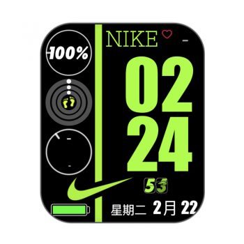nike耐克黑色底绿色数字表盘.clock