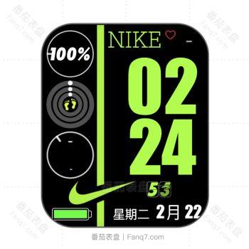 nike耐克黑色底绿色数字表盘.clock