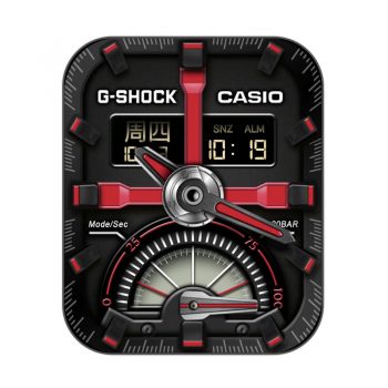 casio卡西欧黑色底红色线条机械表盘.clock