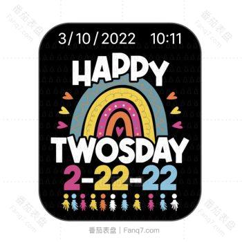 HAPDY TWOSDAY快乐星期二黑色表盘.clock