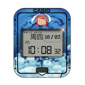 casio卡西欧蓝色宫崎骏金鱼公主表盘.clock