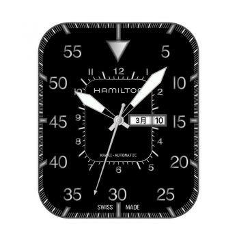 Hamilton汉米尔顿黑色简约白色刻度表盘.clock