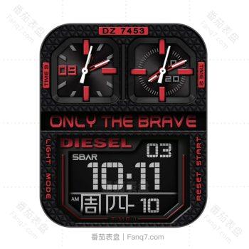 DIESEL迪赛黑色复古红色刻度机械表盘.clock