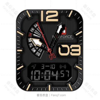 NAVIFORCE领翔黑色条纹黄色刻度表盘.clock