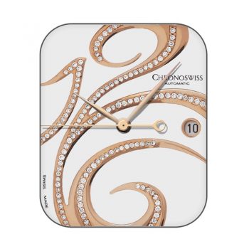 ChronoSwiss瑞宝白底玫瑰金镶钻表盘.clock