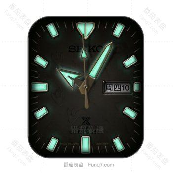 SEIKO精工黑底荧光绿简约表盘.clock