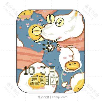 Tamago日式煎蛋寿司可爱卡通蓝底表盘.clock