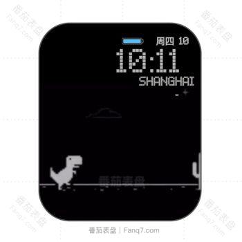 小恐龙素描黑底跳跃动态表盘.clock