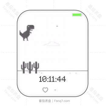 小恐龙素描白底跳跃动态表盘.clock