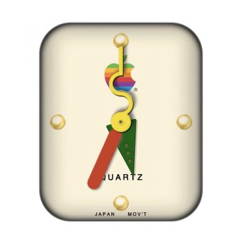 AW90s彩色apple watch 绿色指针logo米黄色底表盘.clock