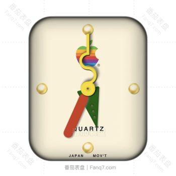 AW90s彩色apple watch 绿色指针logo米黄色底表盘.clock