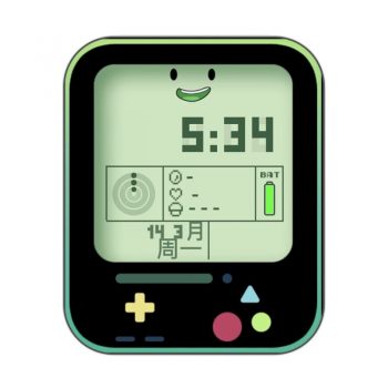 复古游戏机绿色屏幕笑脸表盘.clock