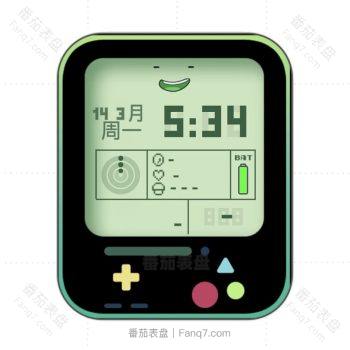 复古游戏机绿色屏幕笑脸表盘.clock