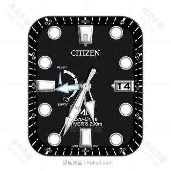 西铁城CITTZEN黑底白色刻度高级表盘.clock