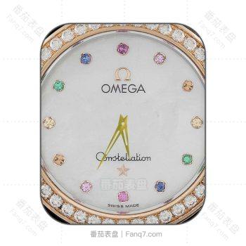 OMEGA 欧米茄白色底镶钻玫瑰边七彩宝石高级表盘.clock