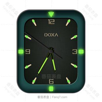 时度Doxa黑底绿色边表盘.clock