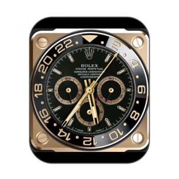 rolex劳力士玫瑰金边黑色圈圈三盘表盘.clock